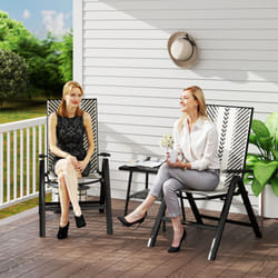 Outsunny 2PCs Rattan Folding Chair w/ 5-Position Adjustable Backrest - Grey