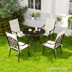 Outsunny Set of 4 Garden Chair Cushions, Outdoor Seat Pads - White