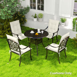 Outsunny Set of 4 Garden Chair Cushions, Outdoor Seat Pads - White