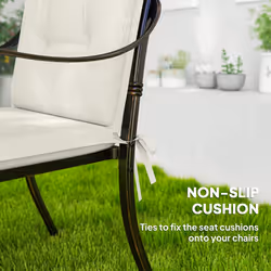 Outsunny Set of 4 Garden Chair Cushions, Outdoor Seat Pads - White