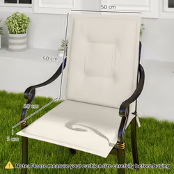 Outsunny Set of 4 Garden Chair Cushions, Outdoor Seat Pads - White - Additional view 5