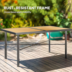 Outsunny Garden Table for 6, Outdoor Dining Table with 5cm Umbrella Hole - Additional view 4