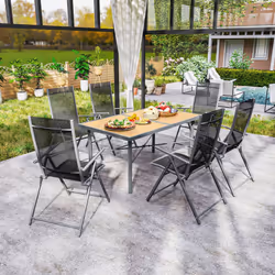 Outsunny Garden Table for 6, Outdoor Dining Table with 5cm Umbrella Hole - Additional view 5