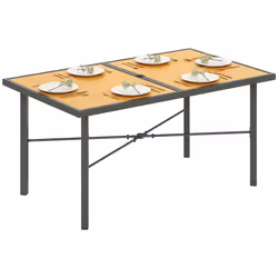 Outsunny Garden Table for 6, Outdoor Dining Table with 5cm Umbrella Hole - Additional view 8