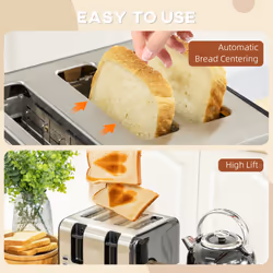 HOMCOM 1.7L 3000W Fast Boil Electric Kettle and 4 Slice Toaster Set, Black - Additional view 6