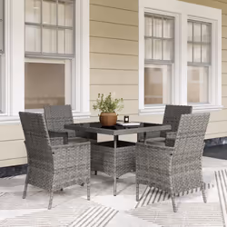 Outsunny 4 Seater Rattan Garden Furniture Set with Cushion, Grey