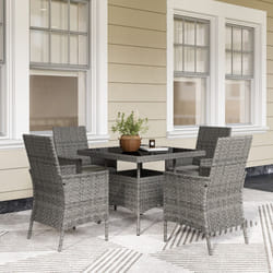 Outsunny 4 Seater Rattan Garden Furniture Set with Cushion, Grey
