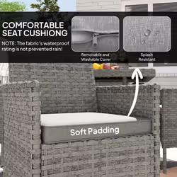 Outsunny 4 Seater Rattan Garden Furniture Set with Cushion, Grey