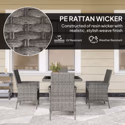 Outsunny 4 Seater Rattan Garden Furniture Set with Cushion, Grey
