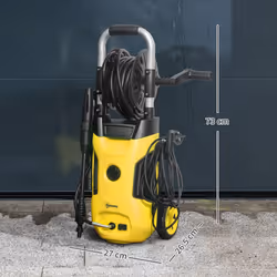 Outsunny 1800W Power Washer 150 Bar Pressure 6M Hose and Hose Reel, Yellow
