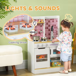 AIYAPLAY Kids Play Kitchen, Pretend Play Kitchen for Ages 3+ Years, White