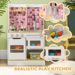 AIYAPLAY Kids Play Kitchen, Pretend Play Kitchen for Ages 3+ Years, White