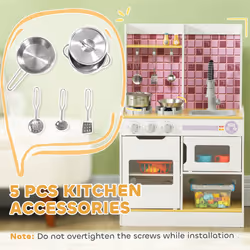 AIYAPLAY Kids Play Kitchen, Pretend Play Kitchen for Ages 3+ Years, White - Additional view 4