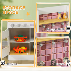 AIYAPLAY Kids Play Kitchen, Pretend Play Kitchen for Ages 3+ Years, White - Additional view 5