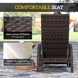 Outsunny PE Rattan Sun Lounger with 4-Level Adjustable Backrest, Mixed-brown - Additional view 4