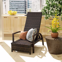 Outsunny PE Rattan Sun Lounger with 4-Level Adjustable Backrest, Mixed-brown - Additional view 6