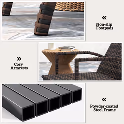 Outsunny PE Rattan Sun Lounger with 4-Level Adjustable Backrest, Mixed-brown - Additional view 7
