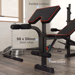 SPORTNOW Weight Bench with Two Barbell Racks, Preacher Curl Bench