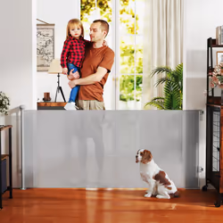 PawHut Retractable Stair Gate, Dog Gate Extends Up to 180 cm Wide, Grey
