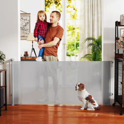 PawHut Retractable Stair Gate, Dog Gate Extends Up to 180 cm Wide, Grey