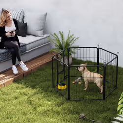PawHut Six-Panel Dog Playpen with Door, for Indoor, Outdoor, 60cm Tall
