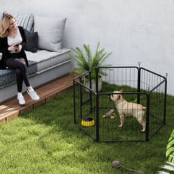 PawHut Six-Panel Dog Playpen with Door, for Indoor, Outdoor, 60cm Tall