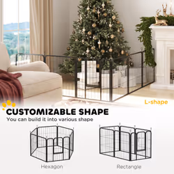 PawHut Six-Panel Dog Playpen with Door, for Indoor, Outdoor, 60cm Tall