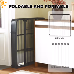 PawHut Six-Panel Dog Playpen with Door, for Indoor, Outdoor, 60cm Tall - Additional view 5