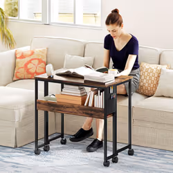 HOMCOM 80 cm Foldable Computer Desk on Wheels for Small Spaces - Brown