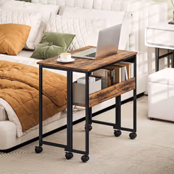HOMCOM 80 cm Foldable Computer Desk on Wheels for Small Spaces - Brown - Additional view 6