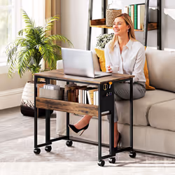HOMCOM 80 cm Foldable Computer Desk on Wheels for Small Spaces - Brown - Additional view 8