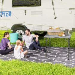 Outsunny 3ft Folding Camping Table with 2 Adjustable Height, Dark Grey