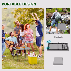 Outsunny 3ft Folding Camping Table with 2 Adjustable Height, Dark Grey