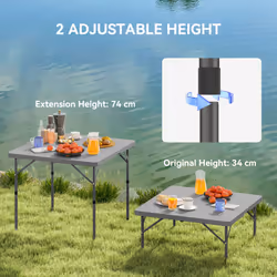 Outsunny 3ft Folding Camping Table with 2 Adjustable Height, Dark Grey - Additional view 4