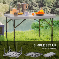 Outsunny 3ft Folding Camping Table with 2 Adjustable Height, Dark Grey - Additional view 5