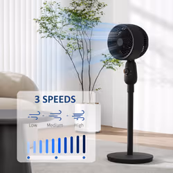 HOMCOM Pedestal Fan for Bedroom, Powerful Air Circulator with 3 Speed, Black