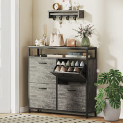 HOMCOM Shoe Cabinet with 4 Flip Drawers, Holds 12-20 Pairs - Grey