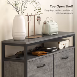 HOMCOM Shoe Cabinet with 4 Flip Drawers, Holds 12-20 Pairs - Grey - Additional view 4