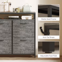HOMCOM Shoe Cabinet with 4 Flip Drawers, Holds 12-20 Pairs - Grey - Additional view 7