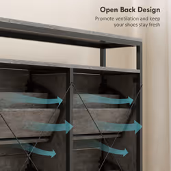 HOMCOM Shoe Cabinet with 4 Flip Drawers, Holds 12-20 Pairs - Grey - Additional view 8