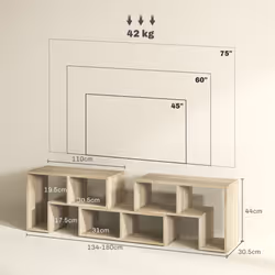 HOMCOM TV Unit for TVs up to 75 Inches, Free Combination TV Stand, Grey - Additional view 7