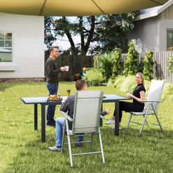 Outsunny 2PCS Folding Chair w/ Breathable Mesh Back and Seat, Light Grey