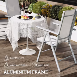 Outsunny 2PCS Folding Chair w/ Breathable Mesh Back and Seat, Light Grey