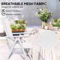 Outsunny 2PCS Folding Chair w/ Breathable Mesh Back and Seat, Light Grey