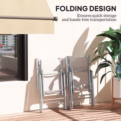 Outsunny 2PCS Folding Chair w/ Breathable Mesh Back and Seat, Light Grey - Additional view 4