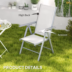 Outsunny 2PCS Folding Chair w/ Breathable Mesh Back and Seat, Light Grey - Additional view 5