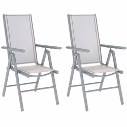 Outsunny 2PCS Folding Chair w/ Breathable Mesh Back and Seat, Light Grey - Additional view 8