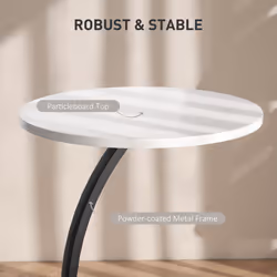 HOMCOM C Shaped Side Table, Round Bedside Table w/ Marble Effect Top, White - Additional view 5