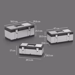 HOMCOM 3 Pieces Tool Case Set, 23" 19" 16" Stainless Steel Tool Boxes