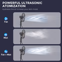 HOMCOM Spray Misting Fan, Pedestal Fan w/ Oscillation, Tilt, 120 cm